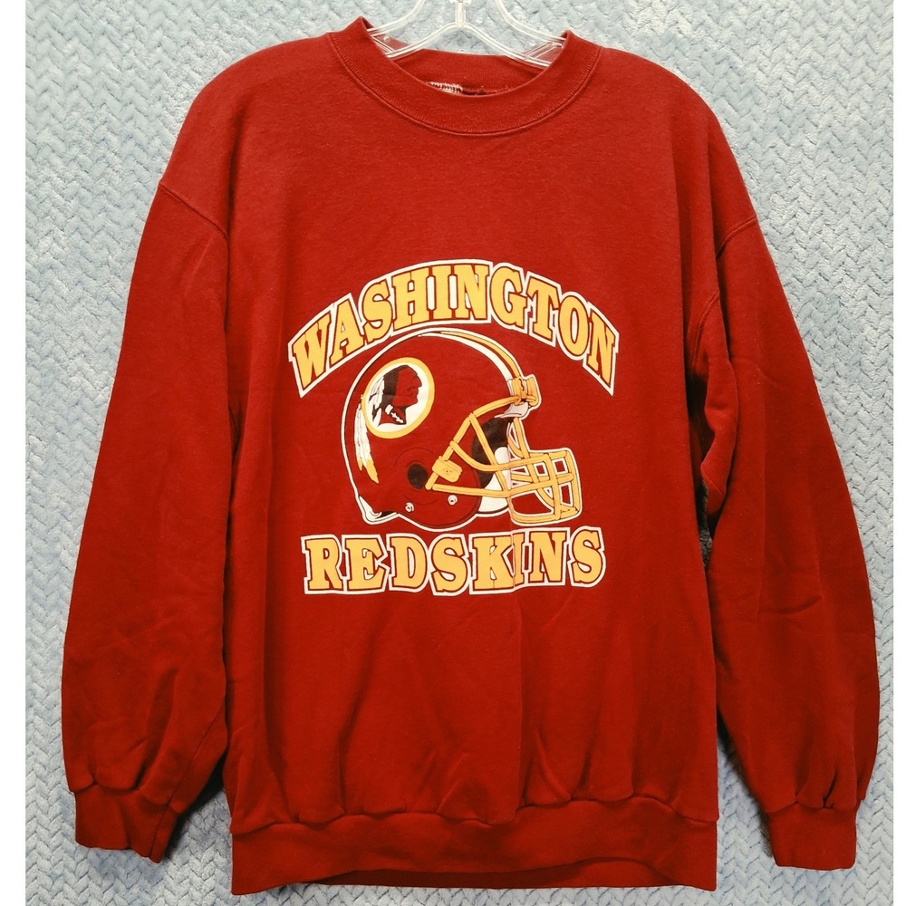 Vintage Trench Washington Redskins Football Sweatshirt Red XL Helmet Graphic